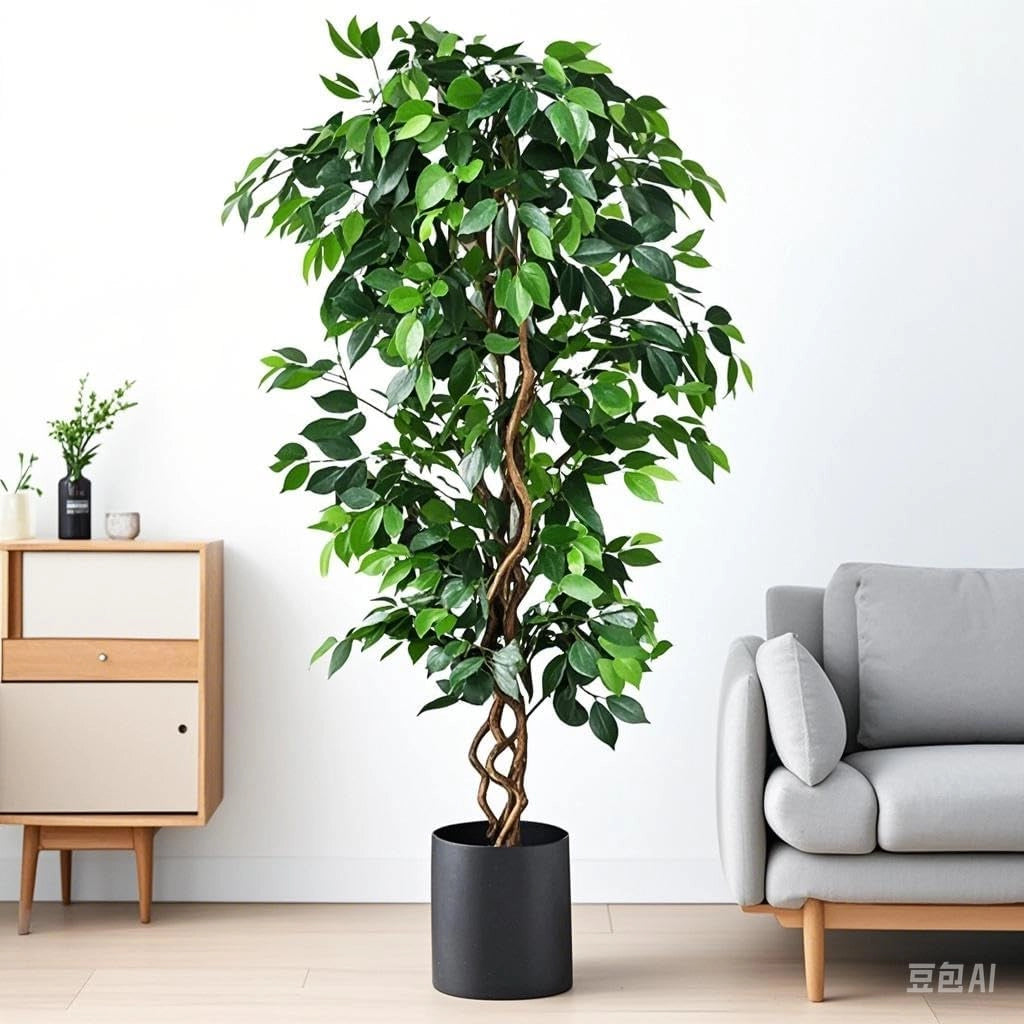 Pianta artificiale per esterni e interni, Ficus Artificiale Autentico 180 CM, 1008 Foglie, Grande Albero Artificiale, Decorazione Casa, Camera, Ufficio, Giardino