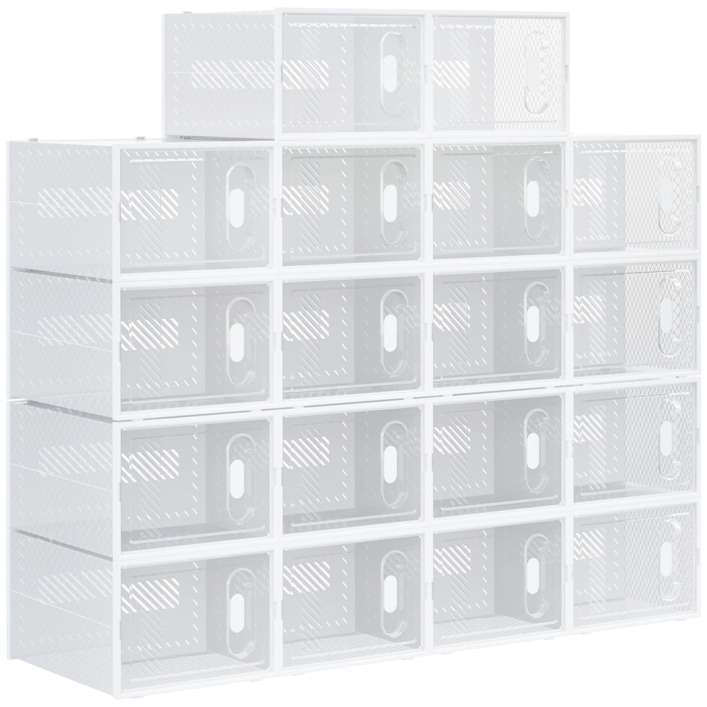 Mobile Scarpiera Modulare Salvaspazio, 18 Cubi 28x36x21 cm in Plastica PP, Bianco