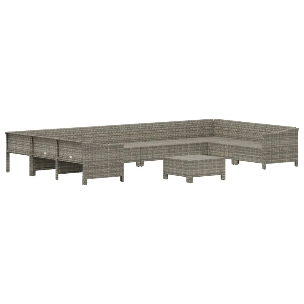Set Divani da Giardino 11 pz con Cuscini in Polyrattan Grigio