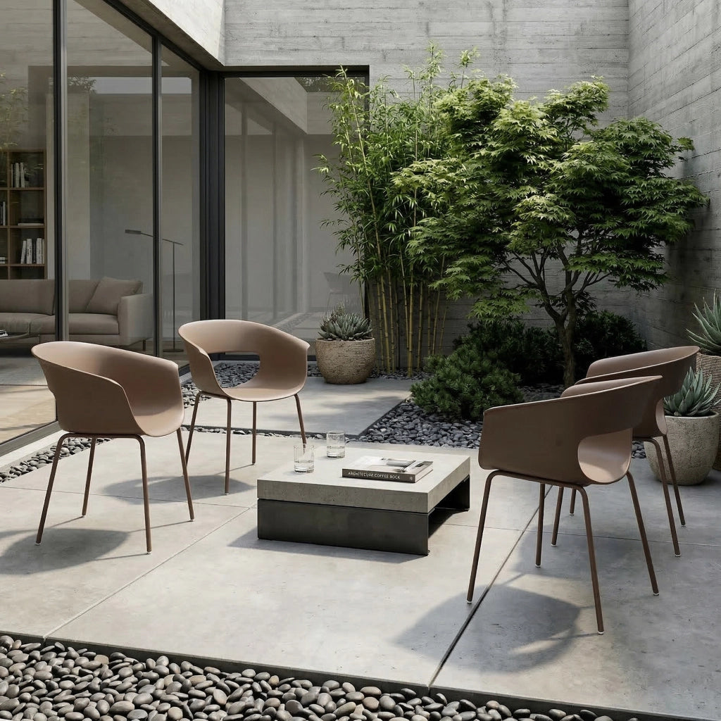 Set di sedie da giardino 4 pezzi ¨C zephmum ¨C polipropilene, grigio, 50x60x85