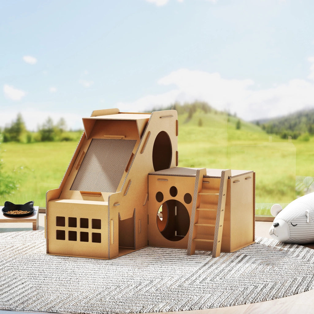 Castello Gatto Rascador 2 in 1 ¨C zephmum ¨C 67x66x57 cm Marrone