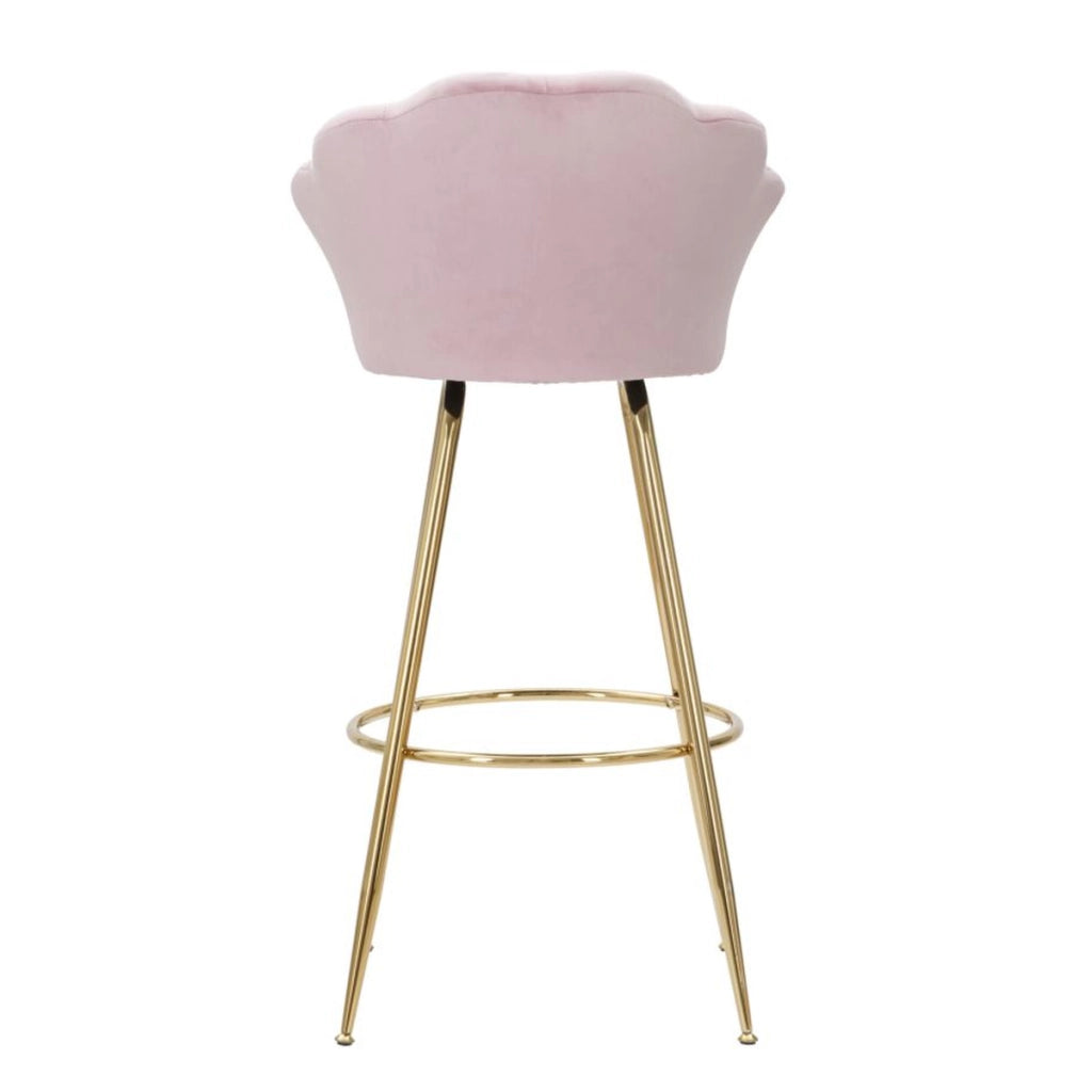 Sgabello da bar Vienna rosa e gold in velluto – H 110 cm