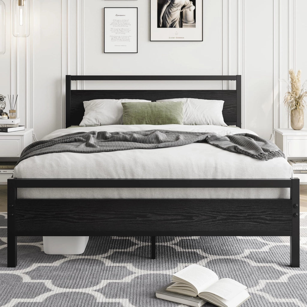 Struttura Letto 120x200 cm in Metallo e MDF con Rete a Doghe, Letto Singolo con Spazio Sottoletto