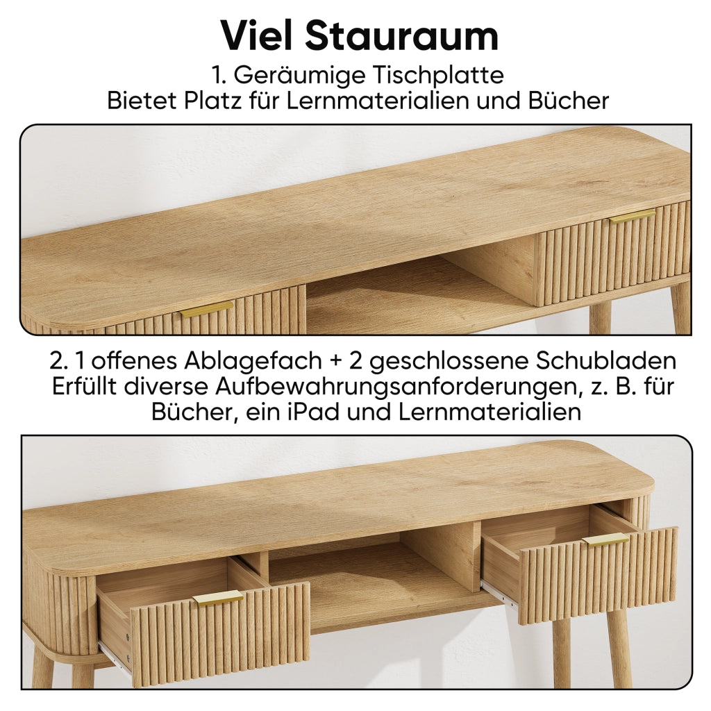 Scrivania con cassetti e ripiano ¨C Minimal ¨C Rovere multistrato 90x50x75