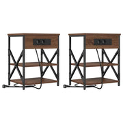 Set di 2 Comodini | Armadio da Notte | Mobiletto da notte Rovere Marrone 41 x 31 x 51 cm