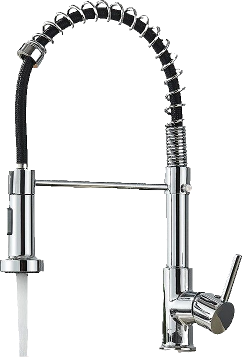Bernd | Rubinetto cucina gastronomia restaurante cromato con molla|flessibile in acciaio inossidabile|Il miscelatore può essere Alta pressione 2 porte