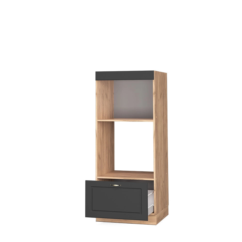 Mobile cucina microonde Fame-Line Antracite-oro/Rovere dorato 60 cm aperto Vicco