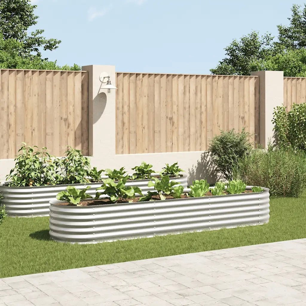 Letto Rialzato Giardino 320x80x44 cm in Acciaio Zincato Argento