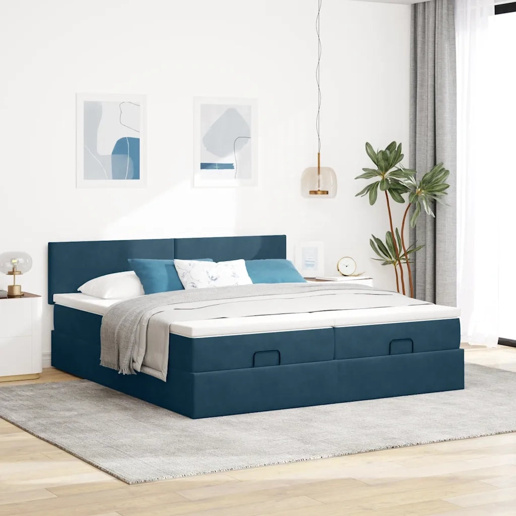 Struttura Letto Pouf con Materassi 200x200 cm Velluto 3312066