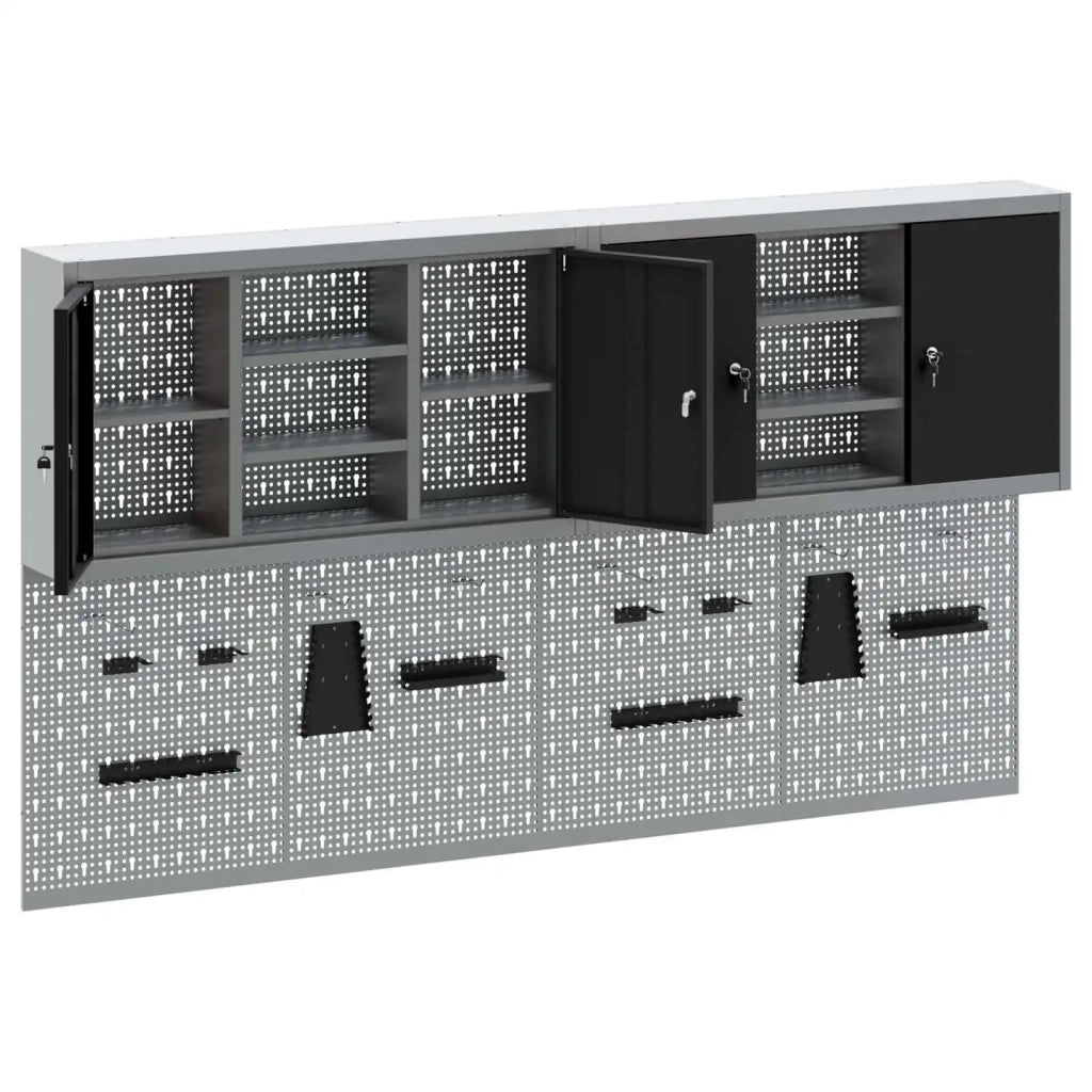 Set di armadi per attrezzi con lo scaffale 6 pcs Nero 3321408