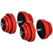 Set Manubri 40kg ¨C Xylo ¨C Rivestiti in Gomma, Metallo e Sabbia di Ferro, 45x26x26 cm, Rosso