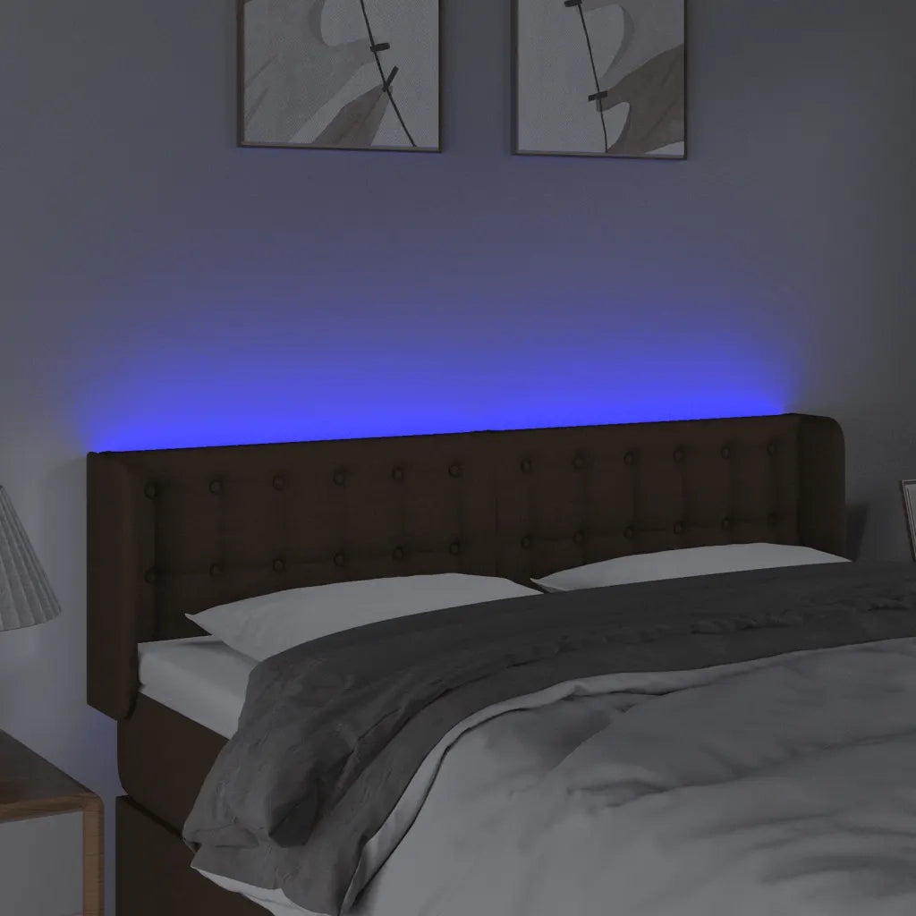 Testiera a LED Marrone Scuro 147x16x78/88 cm in Tessuto 3123671