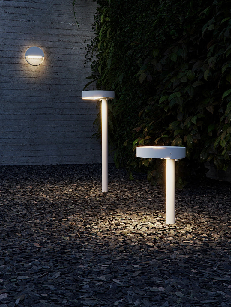 Clos Lampada LED da Esterno a Doppia Base 30cm in Corten Testurizzato IP65 IK08 con Tecnologia Switch per Giardini e Percorsi Pedonali Outdoor