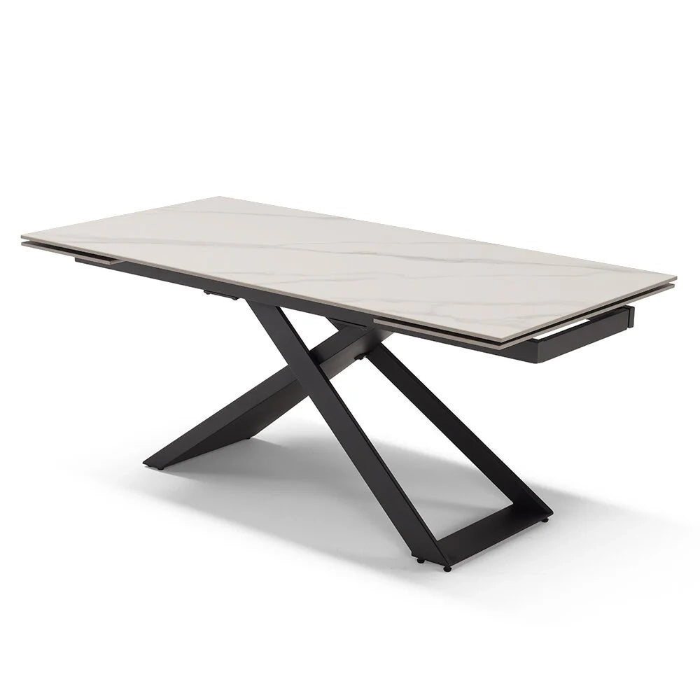 Tavolo allungabile da pranzo Marmo 180x90 HIDRA fino a 260 CM per sala da pranzo, cucina e soggiorno, design moderno con top in grès ceramico