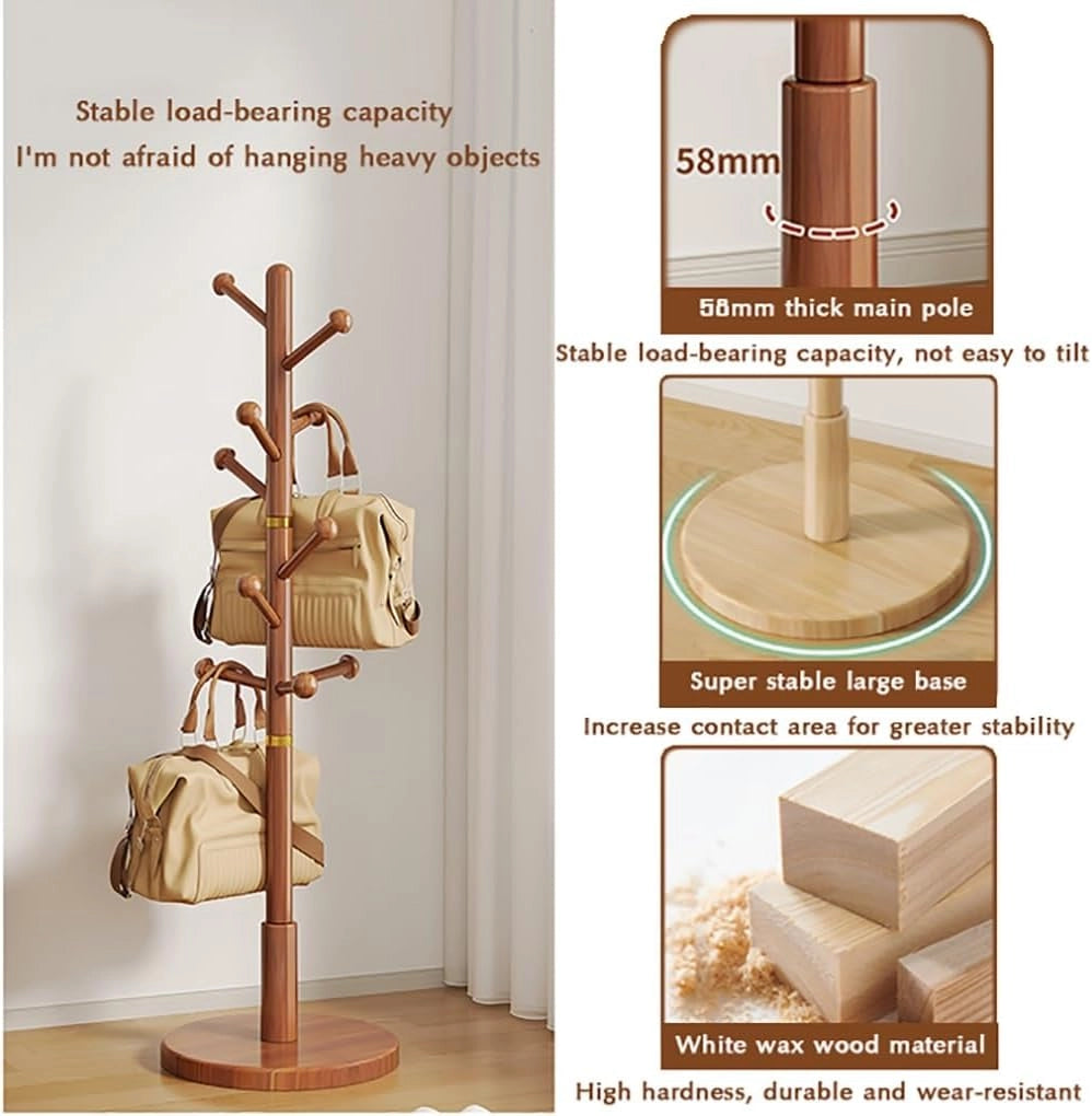 Appendiabiti in Legno a Forma di Albero, Indipendente, Semplice Appendiabiti, Appendiabiti Creativo alla Moda, Appendiabiti da Pavimento con 10 Ganci, per Camera da Letto, corridoio, Ingress