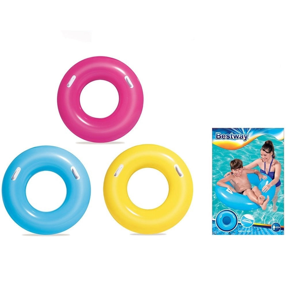Trade Shop - Salvagente Colorato Ciambella Con Maniglie 36084 Per Mare Piscina 91 Cm 3 Colori -