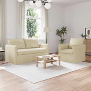 Divano 2 pcs Crema 196 x 82 x 85 cm Tessuto