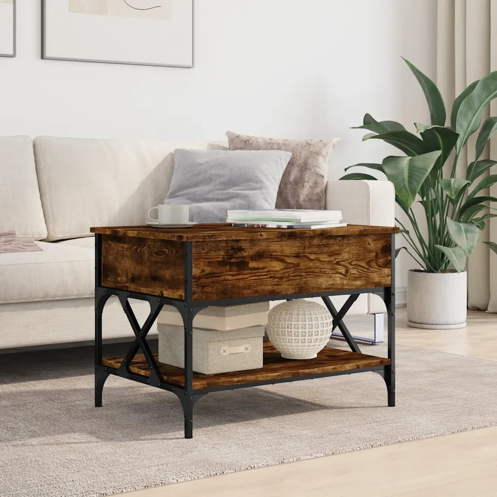 vidaXL Tavolino Salotto Rovere Fumo 70x50x50 cm Multistrato e Metallo