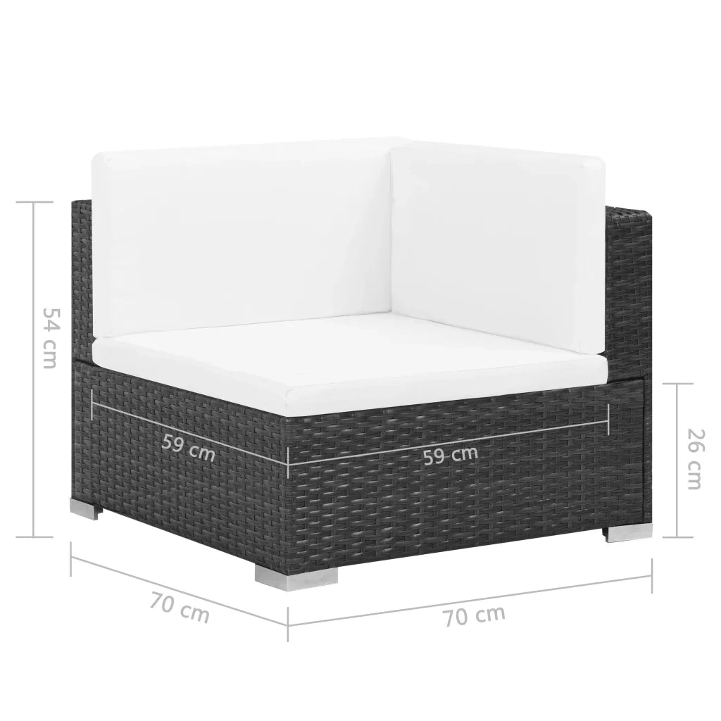 Set Divani da Giardino 7 pz con Cuscini in Polyrattan Nero 44596