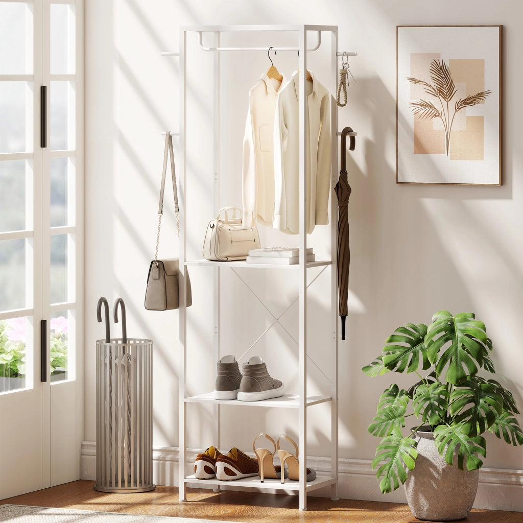 Appendiabiti con Scarpiera ¨C zephmum ¨C Bianco, 52x30x180 cm