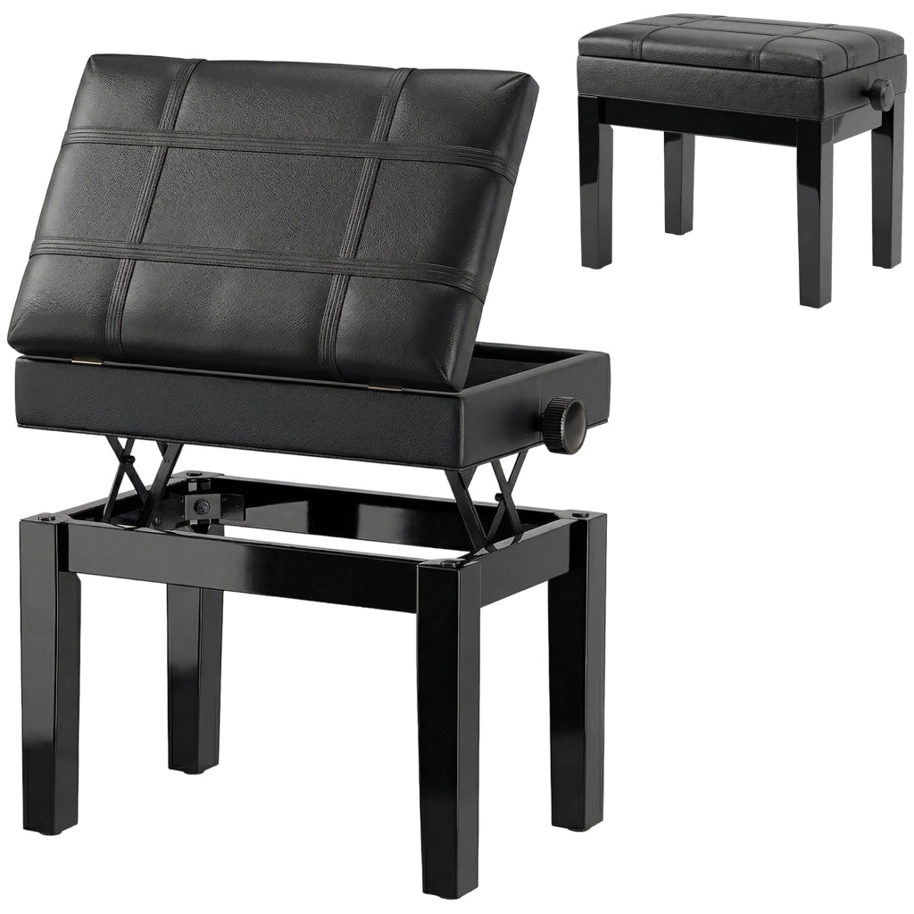 Sgabello con vano nascosto, regolabile in altezza, similpelle, nero ¨C zephmum