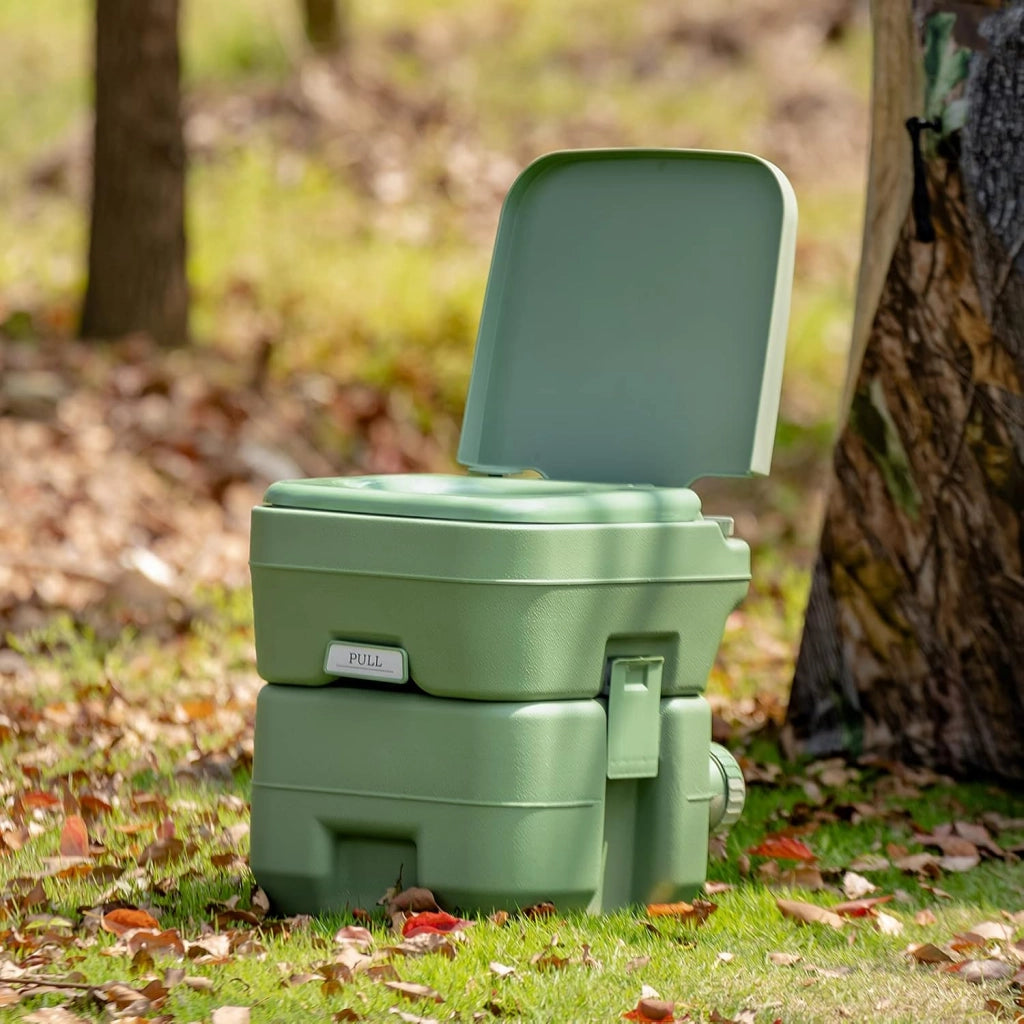 20L Toilette Portatile con Serbatoio d'Acqua Rimovibile a Maniglia,WC Chimico da Esterno per Campeggio, Water Portatile per Adulti e Anziani, Supporto Carico 150kg, 36 x 42 x 43 cm (Verde)