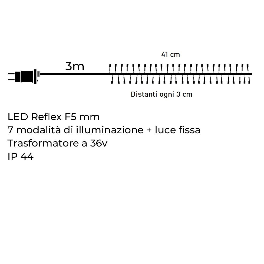 CATENA DI LUCI DA 1360 LED BIANCHI CON CAVO VERDE DA 41 METRI E TRASFORMATORE 36V - IDEALE PER DECORAZIONI INTERNE ED ESTERNE