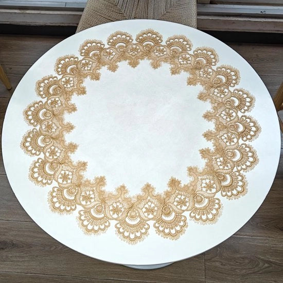Tavolino da Caffè con Tela da Tavolo a Rete in Oro con Bordo a Rete, Decorazione per Sala da Pranzo Cucina Matrimonio (60 x 60cm)