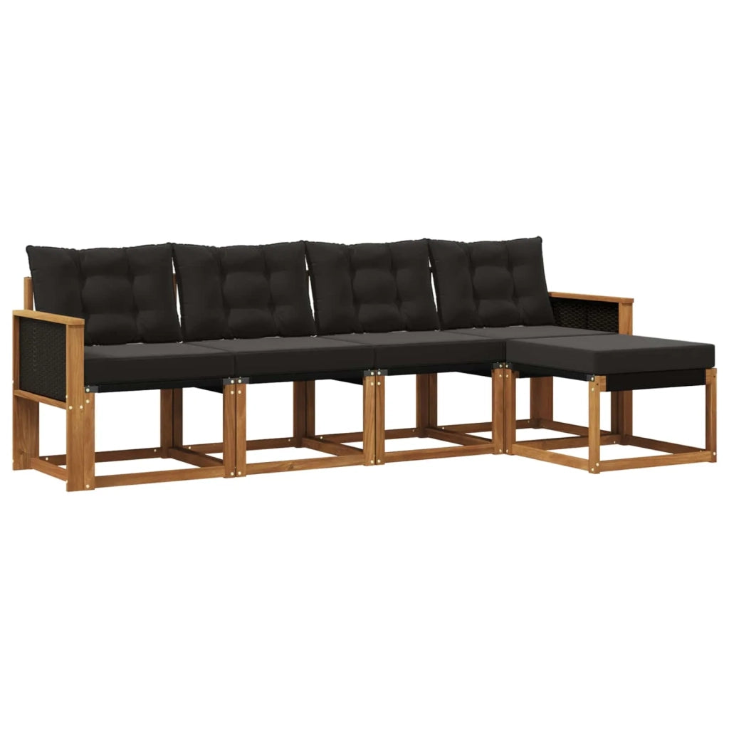 Set di divani da esterno 5 pz Naturale e Nero 3381880