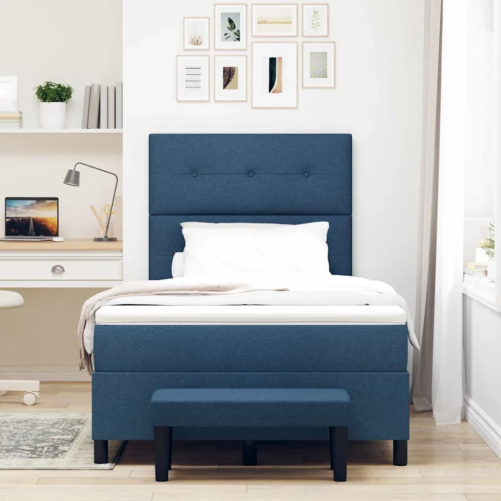 Letto a molle con materasso Blu 120 x 190 cm Tessuto