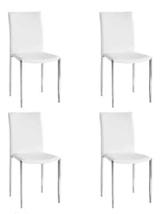 Set 04 sedia in ecopelle bianca con struttura in metallo e gambe in acciaio misura  l.43 h.90 p.52 (663) - Mobili 2G