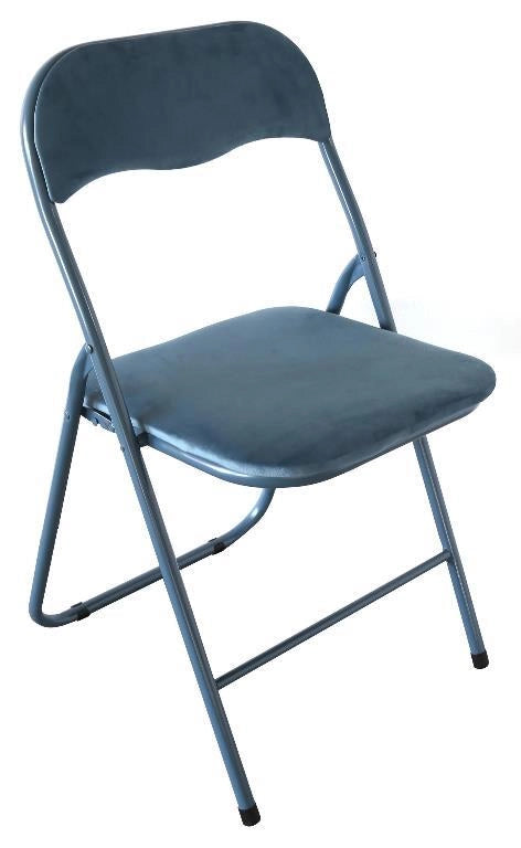 1 Pezzo Sedia da Arredo Pieghevole in Velluto Amanda Blu