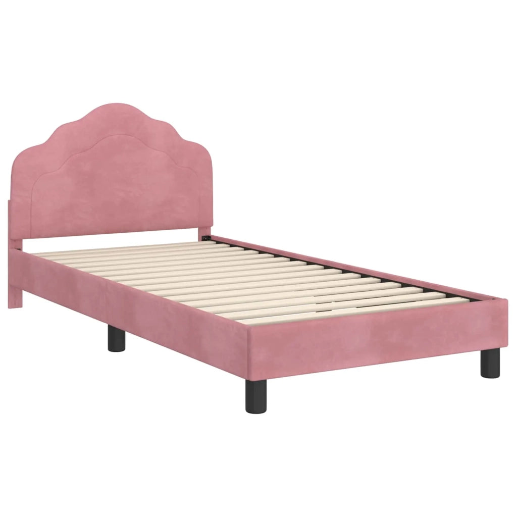 Struttura letto bambini con testata-Giroletto per bambini Rosa 90 x 200 cm Velluto 152948