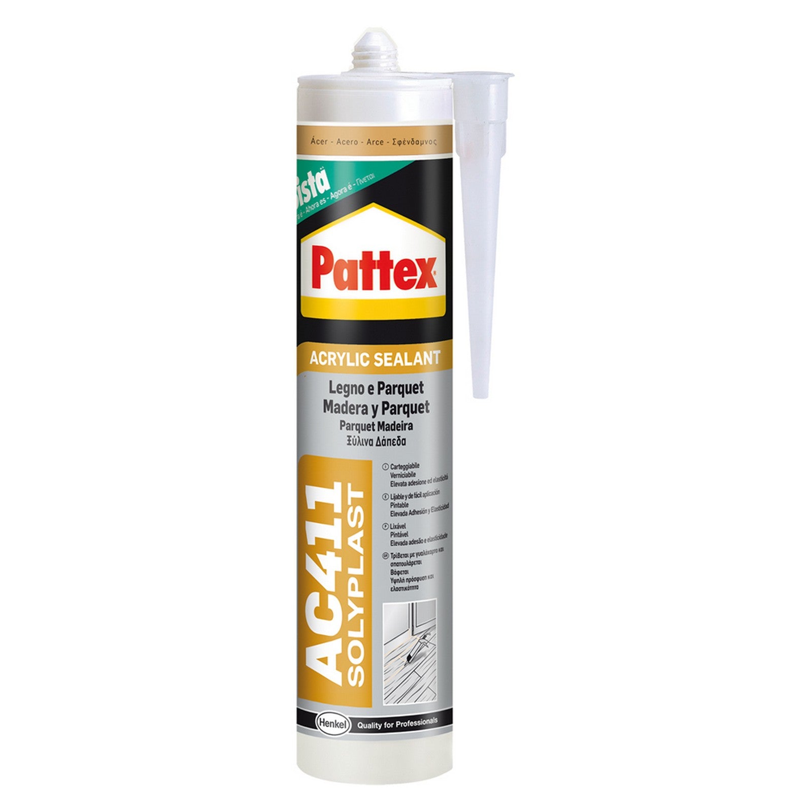 silicone acrilico per legno e parquet 'pattex ac41 ml 300 - pino cod:ferx.9008184nlm