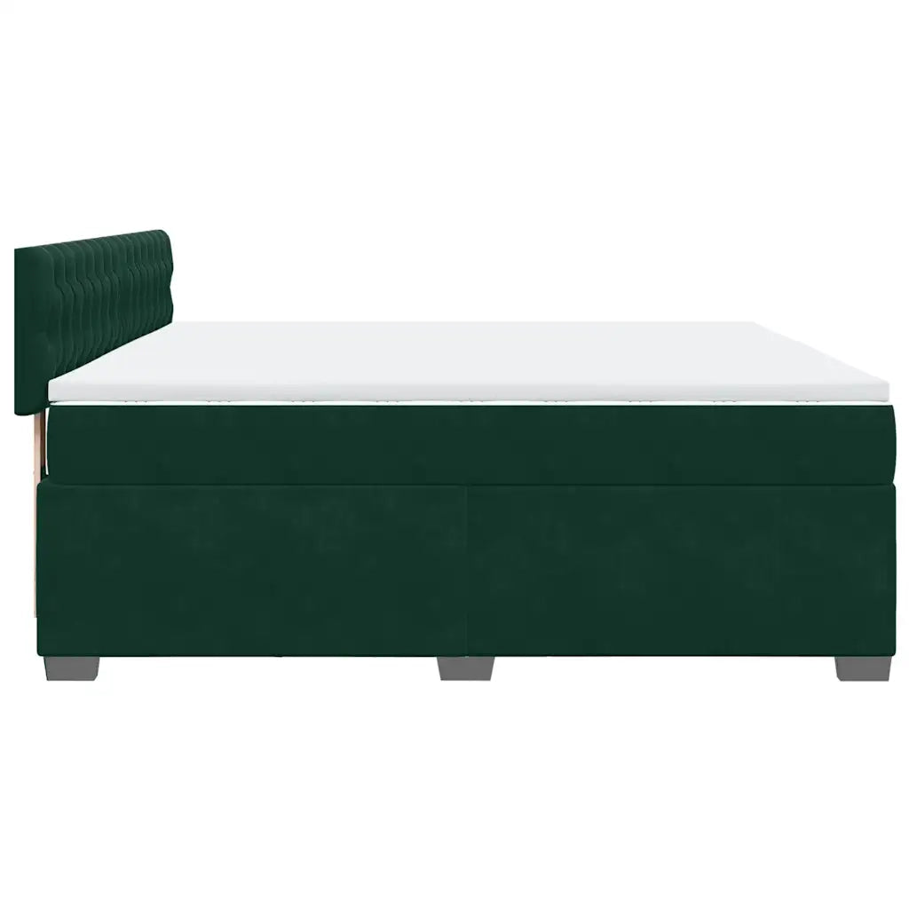 Giroletto a Molle con Materasso Verde Scuro 180x200 cm Velluto
