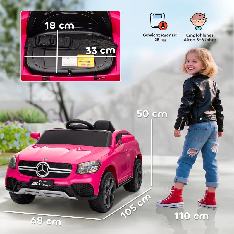 Macchina elettrica per bambini, auto per bambini 12V con telecomando, luci a LED, musica, 3 velocit¨¤, 3-6 anni, rosa