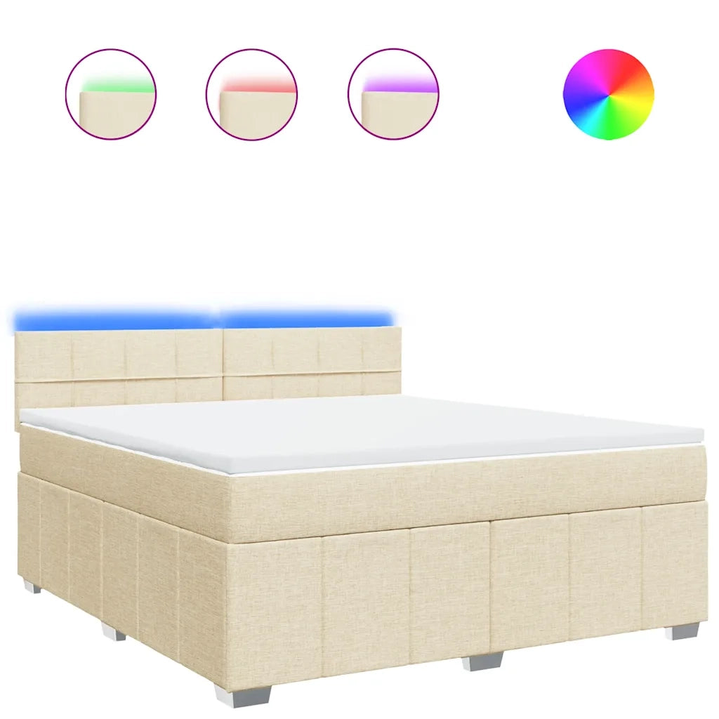 vidaXL Giroletto a Molle con Materasso Crema 180x200 cm in Tessuto