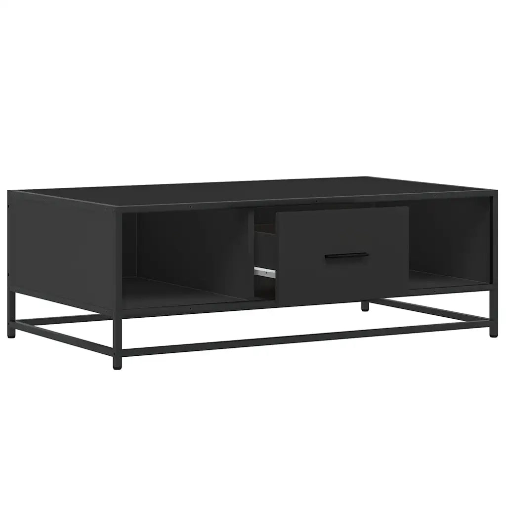 Tavolino Salotto Nero 100x57x35 cm in Truciolato e Metallo 848759