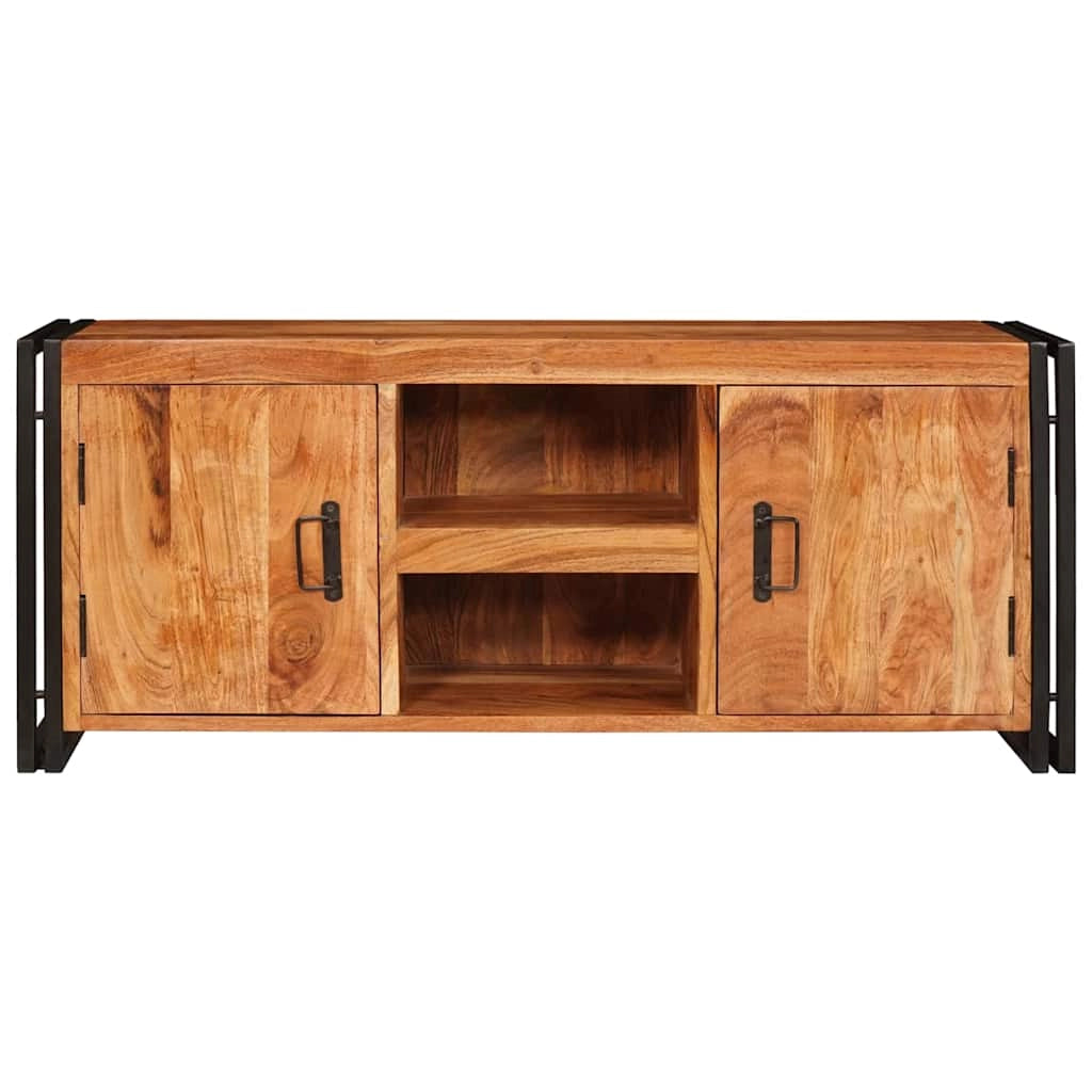 Mobile porta TV rettangolare con ampio spazio di archiviazione stile rustico 120 x 30 x 50 cm legno di acacia marrone 02_0058091