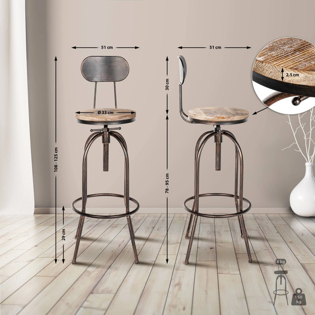 Set di 2 sgabelli da bar Pino, legno 1