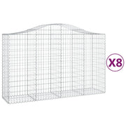 Set di 8 gabbioni ad arco per recinzioni a gabbia e muri di contenimento 200 x 50 x 120/140 cm ferro zincato argento 02_0041172