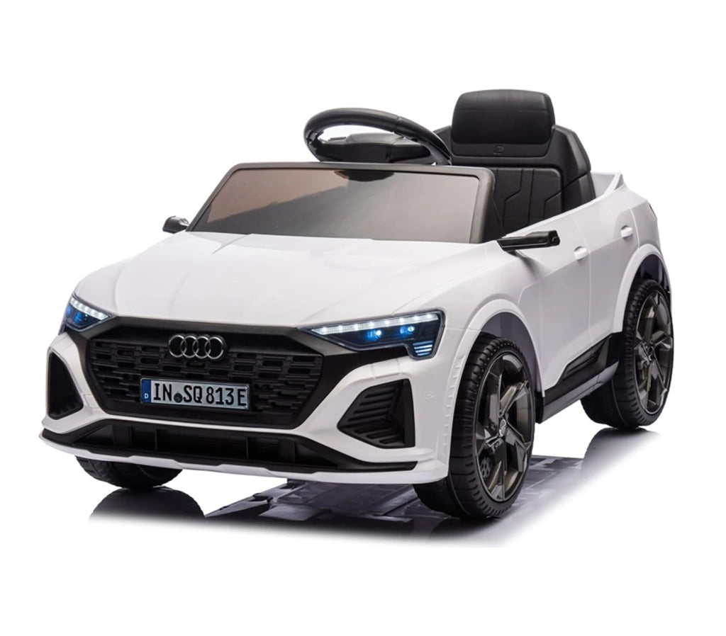 Macchina Elettrica per Bambini 12V Licenza Ufficiale Audi SQ8 E-Tron con Telecomando e Sedile Pelle Bianco