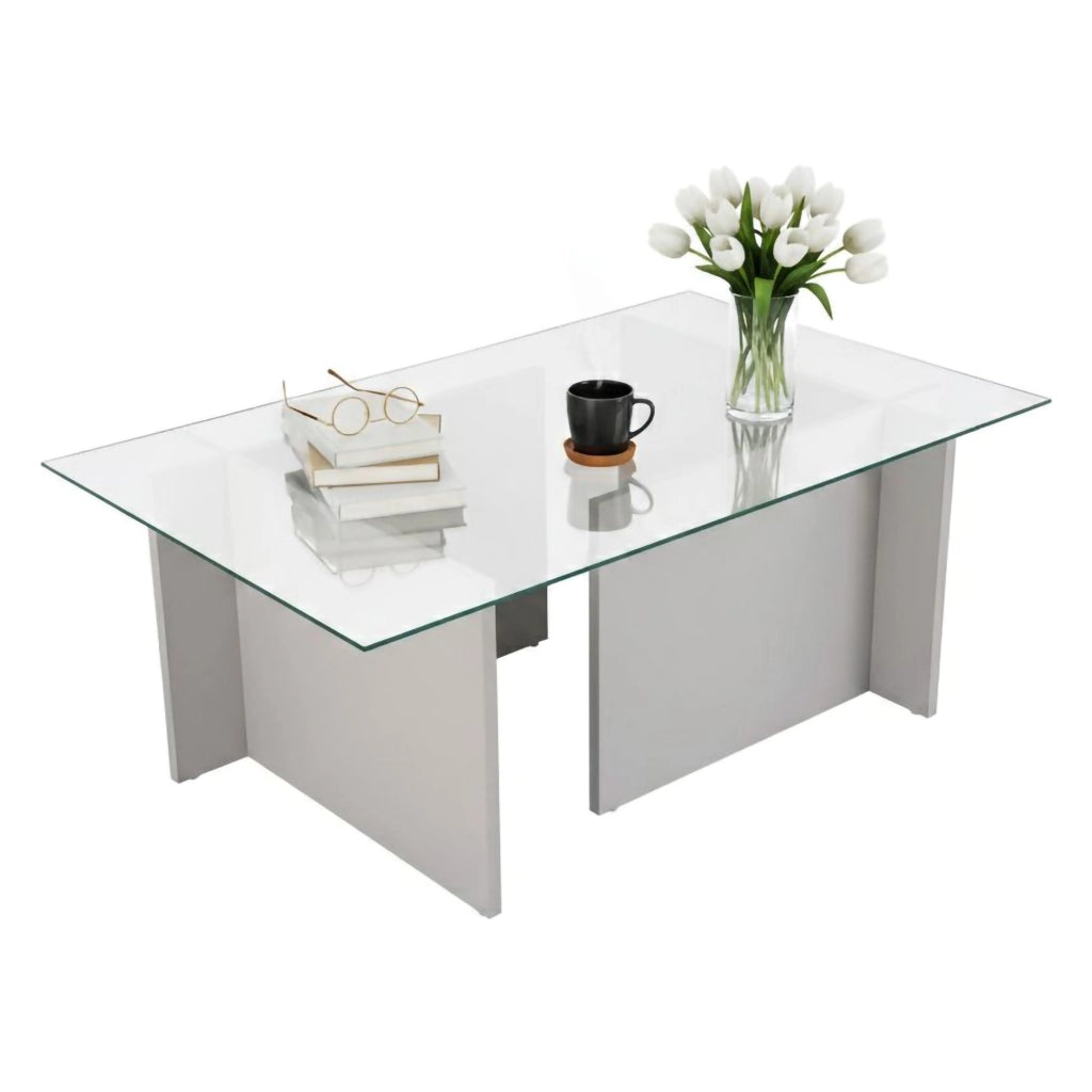 Azriel, Tavolino da Salotto Forma Rettangolare, 105x65x40h cm Grigio