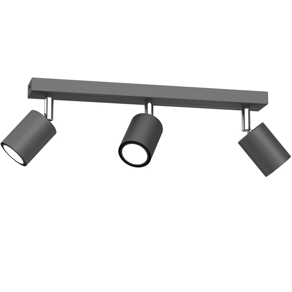 Plafoniera barra 3 spot grigio scuro/cromo GU10 8W Luminex