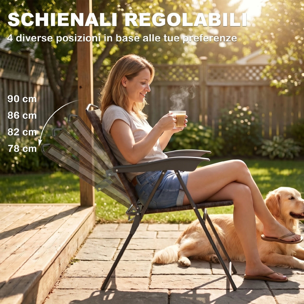 Tavolino Pieghevole con 2 Sedie ¨C zephmum ¨C Textilene Marrone