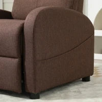 Poltrona Relax Reclinabile con Poggiapiedi in Tessuto Effetto Lino, 69x85x100 cm, Marrone