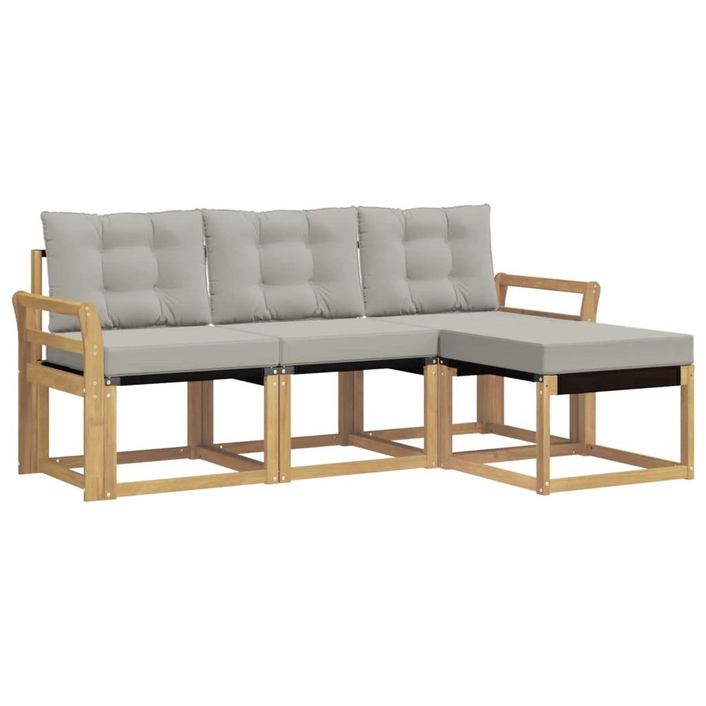 Set di divani da esterno 4 pcs Bianco e Grigio Chiaro