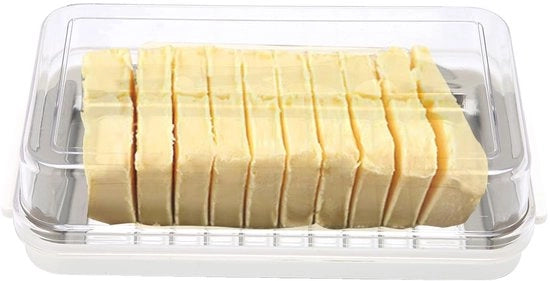Contenitore per Burro con Coperchio trasparente - Contenitore per Burro - Scatola per Formaggio - In Acciaio Inossidabile - In Plastica - 19x10.3x4cm - Contenitore per Burro