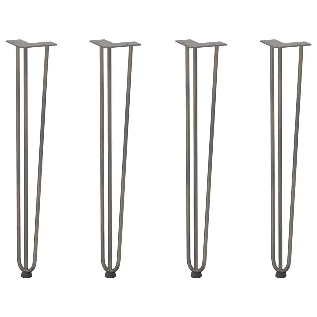 Gambe a forcina per tavoli consolle 4 pz in acciaio naturale 72 cm in acciaio massiccio 4012447