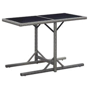 Tavolo da Giardino Antracite 110x53x72 cm in Vetro e Polyrattan 46455